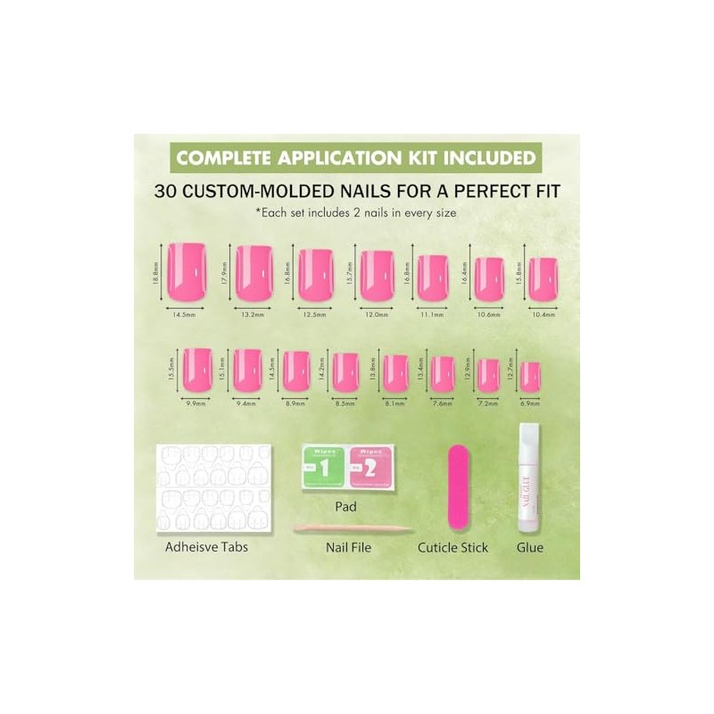 SXVME Uñas postizas cortas cuadradas de gel suave, 30 piezas,