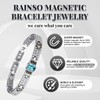 RainSo Women Magnetic Bracelets Elegant Blue Gemstone Inlaid Stainless Steel
