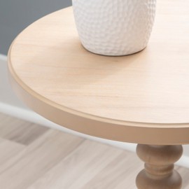 Powell Tarkin Round Natural Wood Turned Spindle Pedestal Side Accent Table