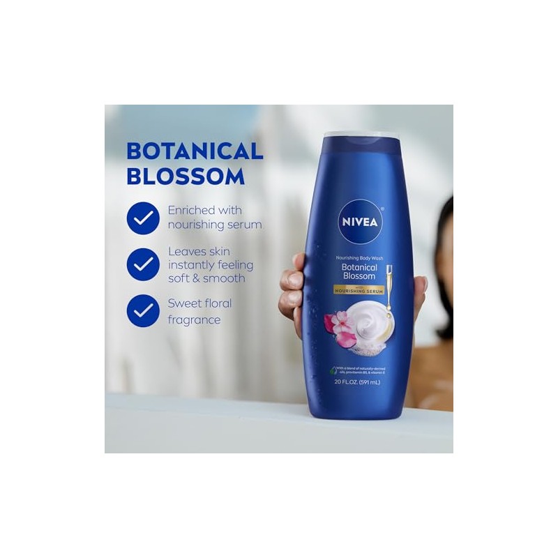 NIVEA Nourishing Botanical Blossom Body Wash, 20 Fl Oz