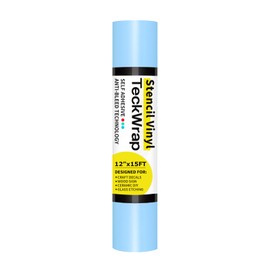 TECKWRAP Craft Stencil Vinyl Masking Film - Blue Stencil Vinyl for Craft Cutter - Blue Removable Vinyl Stencil Sheet - Easy to use, No Residue, Multi-Purpose (12” x 15FT)