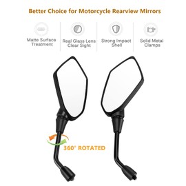 Hotiko Universal Motorcycle Mirrors 10mm with 22mm Handlebar Mount Clamps for Kawasaki Suzuki Honda Victory Cruiser Chopper