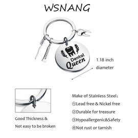 WSNANG Dentist Gifts Dental Queen Keychain Dental Assistant Graduation Gift Dental Hygienist Jewelry for Women, 1.18inch, Stainless Steel,