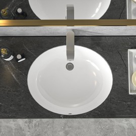 Sarlai Undermount Bathroom Sink - 19 x16 inch Oval Vessel Sink Under counter Lavatory Sink White Ceramic Vanity Sink with Overflow, Modern Art Basin, Interior Size 17" x 14"