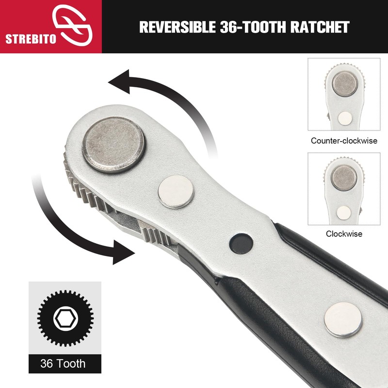 STREBITO Mini Ratchet Set, 22-Piece 1/4 Ratchet Right Angle Screwdriver,