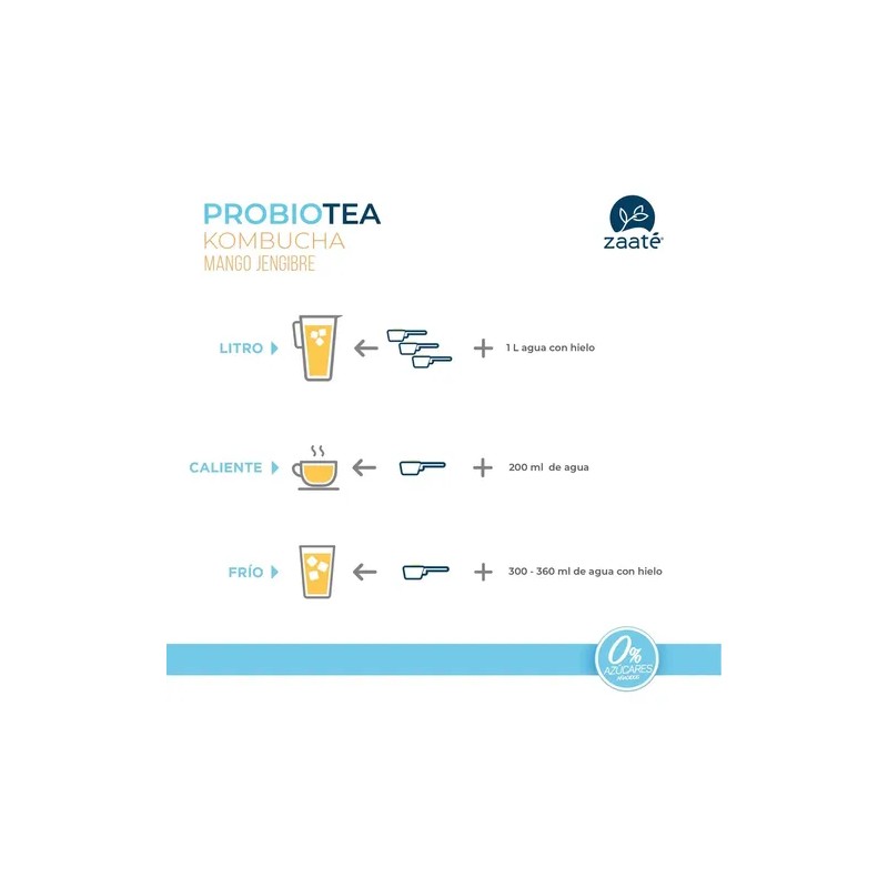 Probiotea Mango Jengibre, Añadida Con Chía 0% Zaaté Frutal