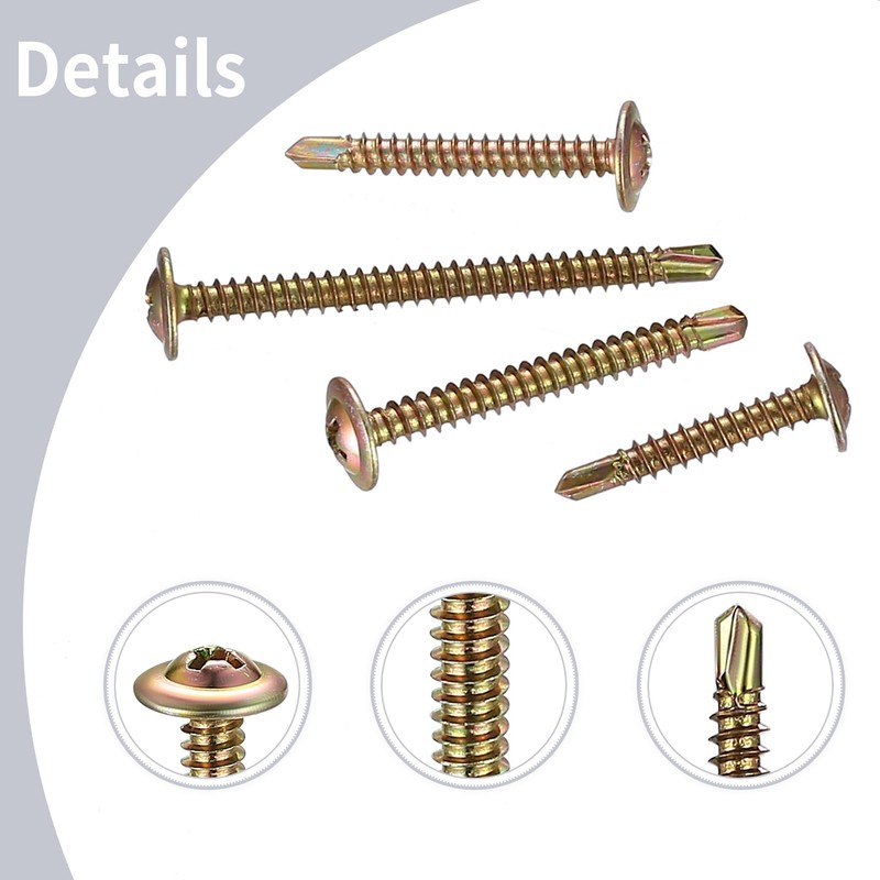 M4.2 Drilling Screws, Self-Drilling Screws, Pack of 125 Self-Tapping Screws,
