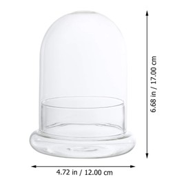 YARDWE Glass Dome with Base Glass Bell Dome Jar with Base Plant Terrarium Cover Decorative Display Case Glass Dome
