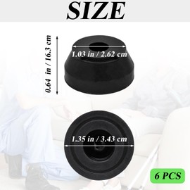 6 Pack Cane Tips Replacement Screw in Rubber Cane Tips Compatible with HurryCane Freedom Edition Walking Cane Anti Slip Cane Replacement Feet Parts Cane Accessories