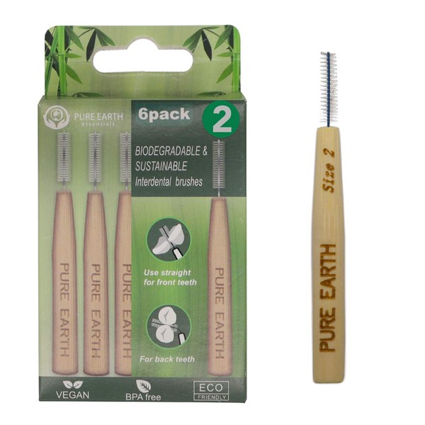 Pure Earth Essentials Bamboo Interdental Brushes - Biodegradable Interdental Brush