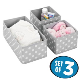 mDesign Fabric Storage Boxes – Fabric Box in Two Sizes for Laundry, Nappies, Towels, Accessories etc. – Flexible Storage Box for Cupboard or Drawer, grey / white