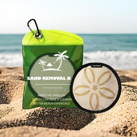 Chzisuyy Sand Remover for Beach, Sand Removal Bag, Must Haves Gift for Beach Vacation Camping Travel Trip Talc-Free, Reusable (Light Brown, Round)