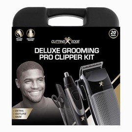 Cutting Edge Hair Clippers for Men, 20 Piece Haircut Kit, Clippers, 11 Guide Combs, Ear & Nose Trimmer, 2 Oils, Brush, Comb, Scissors, Blade Cover, Travel Case, Adjustable Taper, Deluxe Grooming Kit