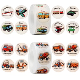 1000pcs Cartransportation Stickers Roll for Kids - Vehicle, Car, Truck & Potty Stickers for Toddlers & Teens
