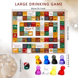 Nuyoach Drinking Board Games for Adults,Large Drink Game Leather Mat for Girls Night,Funny Adult Party Interactive Drinking Games for Couples Birthday Family Bachelorette, Age 21+, 2-8 Players