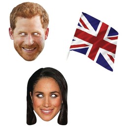 SHATCHI Harry Meghan Markle Face Mask Royal Family Couple Wedding Jubilee Supplies Celebrities Hen Street and Stag Parties Fancy Dress