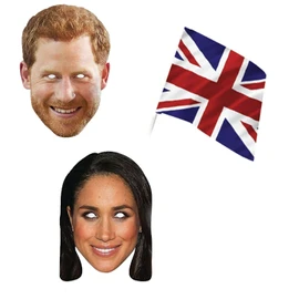 SHATCHI Harry Meghan Markle Face Mask Royal Family Couple Wedding Jubilee Supplies Celebrities Hen Street and Stag Parties Fancy Dress