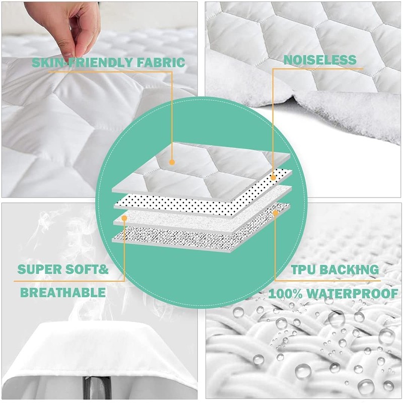 Family Bedding Single Bed Quilted Fitted Mattress Pad - Waterproof