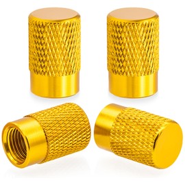 MEAJOO 4PCS Tire Valve Stem Caps, Wheel Valve Stem Covers, Corrosion Resistant, Leak-Proof, Dust Proof, Universal for Cars, SUVs, Bikes, Trucks and Motorcycles (Gold)