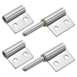 sourcing map 2Pcs 2" x 1-1/2" (LxW) 304 Stainless Steel Weldable Hinges with Pre-Punched Lift Off Hinge Flag Hinges Detachable Door Hinges for Metal Gate Swing Door Trailer Ramp, Silver