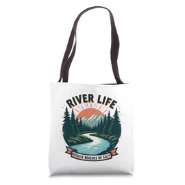River Life Scenic Nature Design Tote Bag