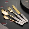 SensiSel 16 Piece Ceramic White Handles and Golden Plated Stainless
