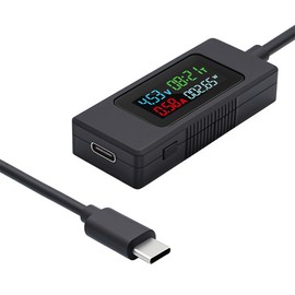 cablecc USB-C Tester Charger Detector Type-C Voltage Current Power Capacity Working Time Ammeter Voltmeter 4-30V 0-6.5A Digital Multimeter USB Cable
