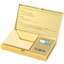 Fuzion Gram Scale, 200gx0.01g Digital Pocket Scale Gold Titanium Plating, High Precision Small Scale, 6 Units Jewelry Scale with Back-Lit LCD, Tare Function for Food, Powder, Herb, Arrow, Travel