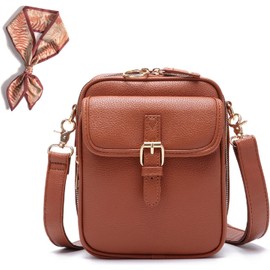 Flushormal Crossbody Leather Bag,Crossbody Leather RFID Bag,2026 Upgrade Vintage Cross-body Bags for Women Anti Theft,Double Layer Large Capacity