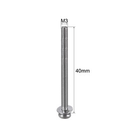 sourcing map M3 x 40mm 304 Stainless Steel Phillips Pan Head Machine Screws Bolts Combine with Spring Washer and Plain Washers 10pcs