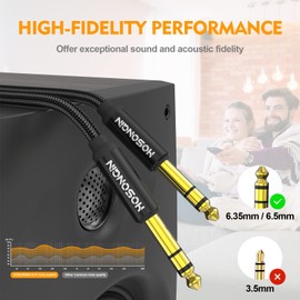 HOSONGIN 1/4 Inch TRS Instrument Cable 20ft 2-Pack [Nylon Braided Shielded], 1/4 Inch to 1/4 inch TRS Male to Male Plug Stereo Audio Cord, Quarter Inch 6.35mm Balanced Interconnect Line - 20 feet