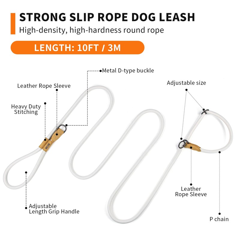 Wolfone Slip Lead Dog Leash - Heavy Duty Rope Leash