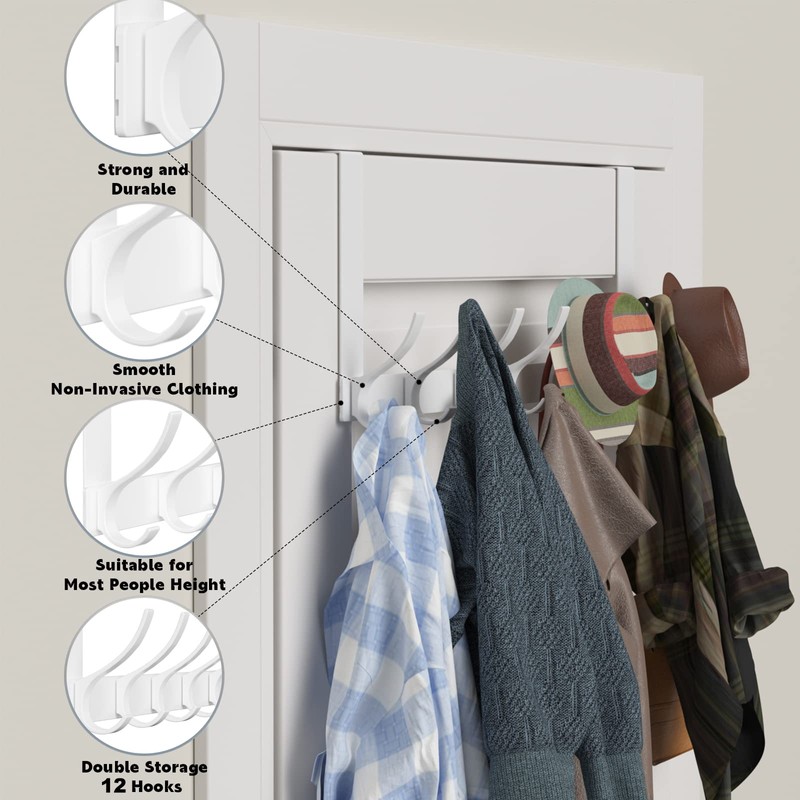 Peasulin Over The Door Hooks, Sturdy Door Hanger, Large Over