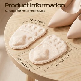 Metatarsal Pads for Women, Ball of Foot Cushions Shoe Inserts for Relief and Comfort (Beige)