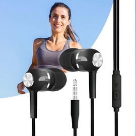 Wired Earbuds - Plug in Headphones with Microphone,3.5mm Jack Corded High-Fidelity Earphone for Music Production Game Workout Airplane Travel School