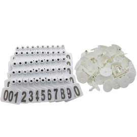 Cattle Ear Tags, Large Plastic Livestock Ear Tags for Sheep Cattle Calf Hog with Number 001-100/101-200/201-300, Animal Identification Ear Tag(White,001-100)