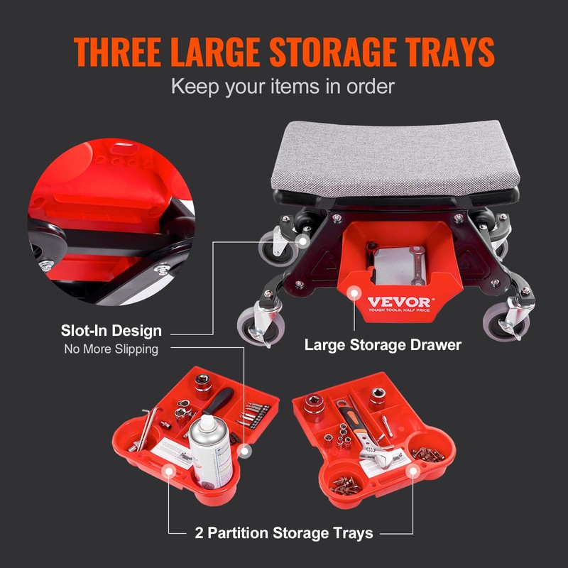 VEVOR Mechanic Stool 300 LBS Capacity Garage Stool Gift for