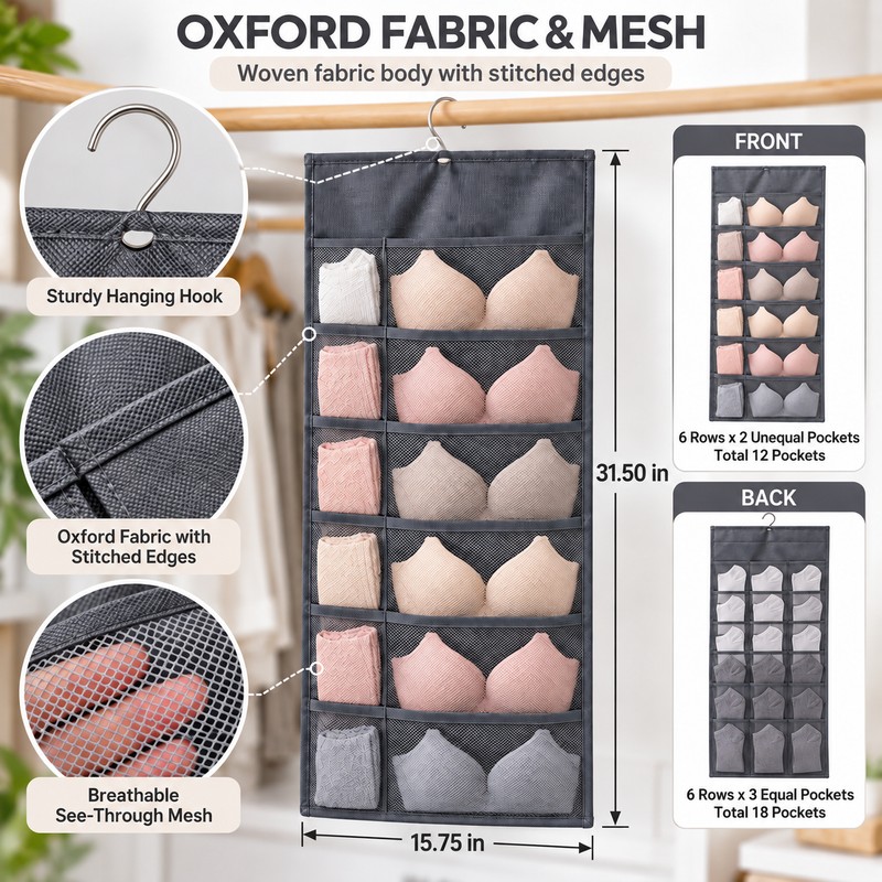 Double Sides Foldable Hanging Storage Bag For Underwear Underpants Socks