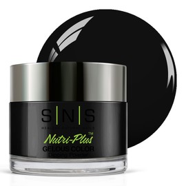 SNS Nail Dip Powder, Gelous Color Dipping Powder - Alley at Midnight (Black, Cream) - Long-Lasting Dip Nail Color Lasts 14 Days - Low-Odor & No UV Lamp Required - 1 OZ