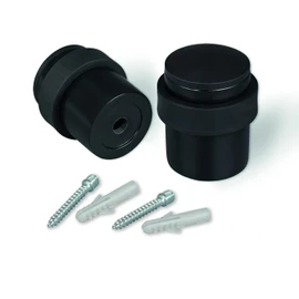 LouMaxx Door Stop Floor Metal for Screwing - Set of 2 Door Stoppers in Matte Black - Door Stopper Floor Screws - Door Stopper for Screwing Also Suitable for Solid Doors
