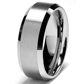 8MM High Polish/Matte Finish Men's Tungsten Ring Wedding Band Size 15