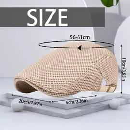 AUNGKWANG Men's Peaked Cap, Unisex Beret Hat, Breathable Mesh, Sun Hat, Headwear Men's Summer, Flat Cap, Men's Summer, Adjustable, khaki