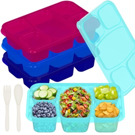 BoYoYo 4 PCS Bento Box for Kids, Bento Box Adult Lunch Box, 5 Compartment Lunch Containers, Snackle Box Container, Snack Containers, Meal Prep Containers Reusable for School, Work, and Travel