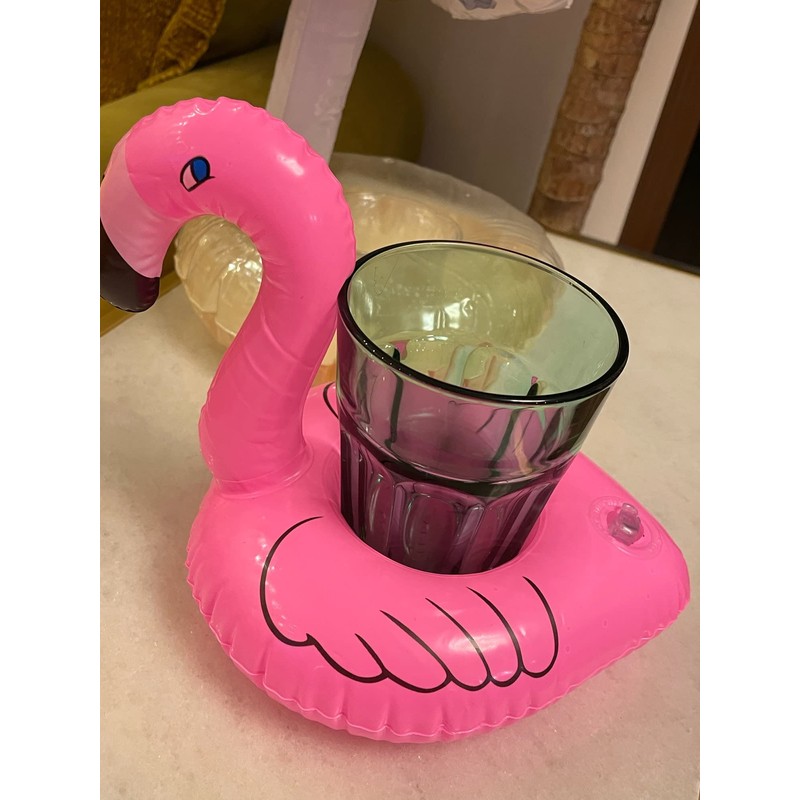 Flamingo Drink Holder Pool, Mini Inflatable Drink Holder with Repair