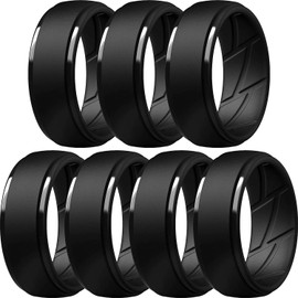 ThunderFit Men's Silicone Rings 10mm Wide 2.5mm Thick Rubber Bands, Breathable,Variety Multipack 1-7