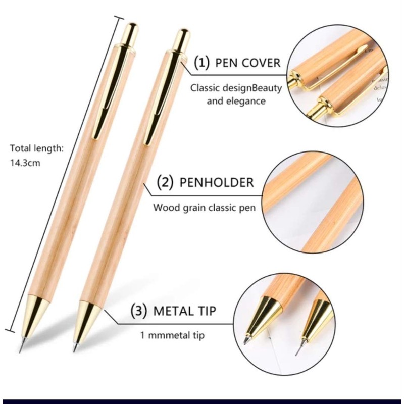CHLOENCE Environmentally friendly bamboo pen + mechanical pencil in case
