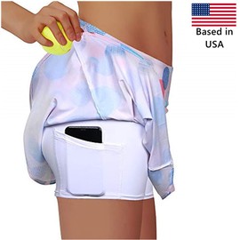 Rainbow Tree Women's Golf Skirt Tennis Skort Pleated with Side Inner Pockets Indoor Exercise