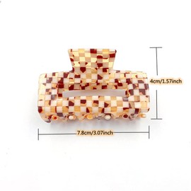 Checkered Hair Claw Clips for Women Girls Fashion Hair Clips for Styling Claw Clamps Thick Hair Retro Rectangle Shape, YOEMAYUNER (3PCs 3Colors b)