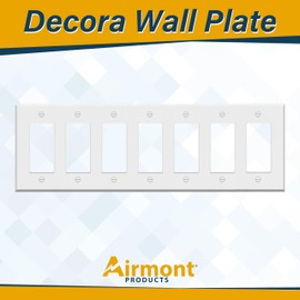 (1 Pack) 7-Gang Rocker Switch Cover, Decorator Light Switch or Receptacle Outlet Wall Plate, White Painted Metal, 7-Gang Standard Size, 4.5'' x 13.6'', Corrosion Resistant, Made of Unbreakable Metal