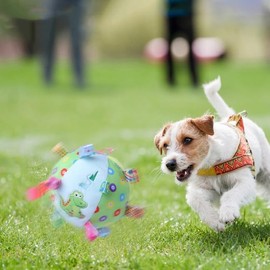 Interactive Dog Toys for Boredom, Dog Soccer Ball with Straps, Active Rolling Bouncing Ball for Dogs, Moving Dog Toy Jumping Chasing Bell Record for Small Medium Large Pet (Green)